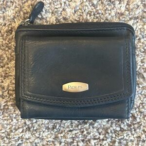 Rolfs Vintage Black Leather Mini Wallet & Coin Purse | Compact Card Holder